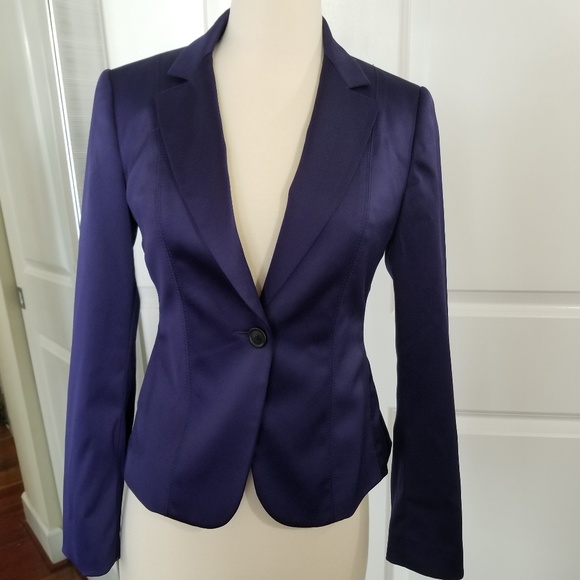 navy satin blazer